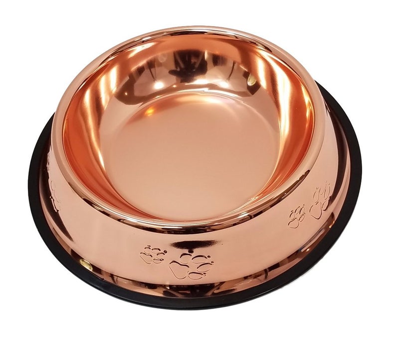 Melzon Petsentials Non-Skid Stylish Food Bowl for Your Pet, Premium Grade Stainless Steel - Elegant Bronze - Image 1